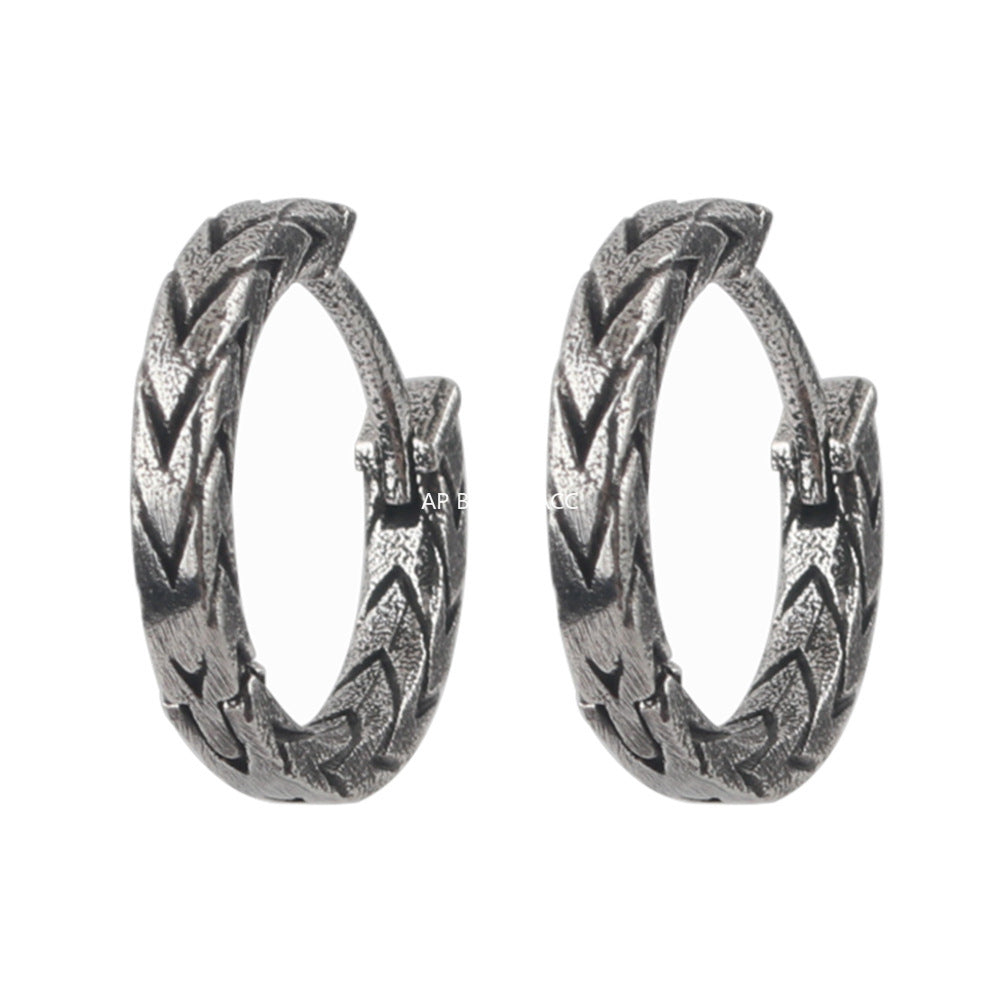 G관 - 태국 실버색 샌딩 링 귀걸이 [ES978] 25.10-1