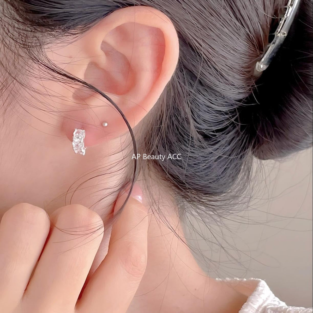 F관 - 925 실버 트리플 큐빅 링 귀걸이 [C1418] 25.11-1