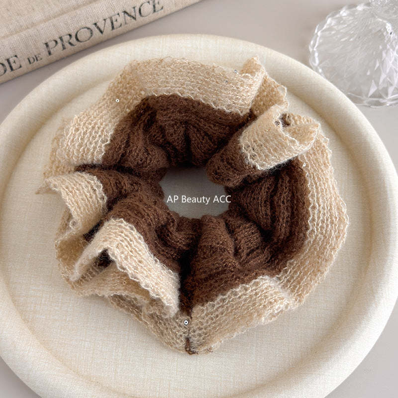 E관 - 배색 니트 소재 포니테일 곱창 헤어밴드 [27604] 25.10-4