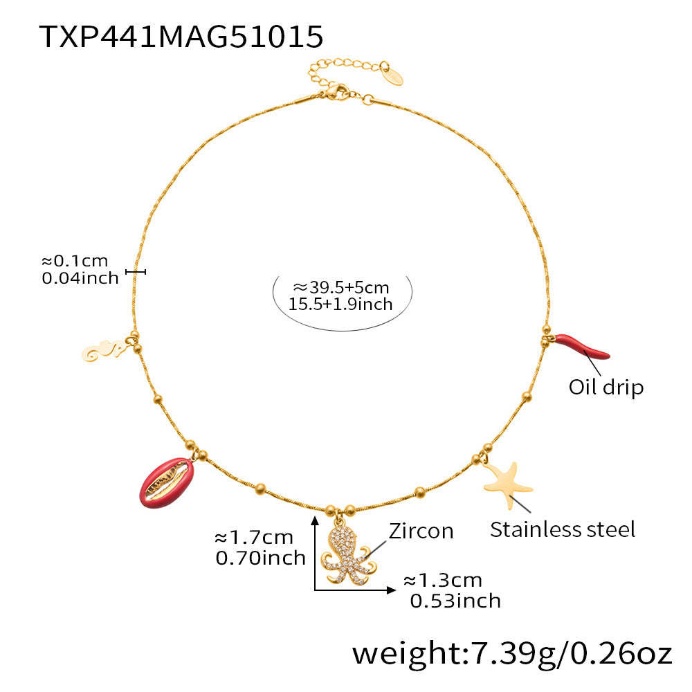 D관 - 스테인리스 스틸 문어 물고기 큐빅 펜던트 목걸이 팔찌 귀걸이 [TXP441] 25.10-4