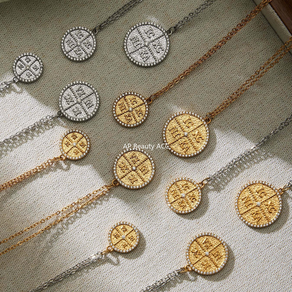 D관 - 스테인리스 스틸 이니셜 원형 큐빅 펜던트 18K 도금 목걸이 [P367] 25.11-4