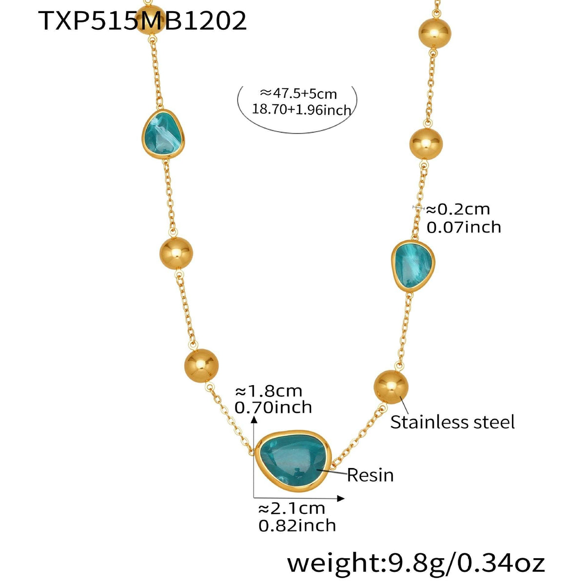 D관 - 컬러 레진 큐빅 하트 18K 도금 스테인리스 스틸 목걸이 팔찌 [TXP515] 25.12-2