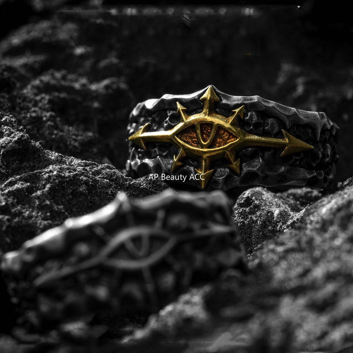 G관 - 악마의 눈 펀칭 패턴 빈티지 오픈형 반지 [J2697] 25.11-4