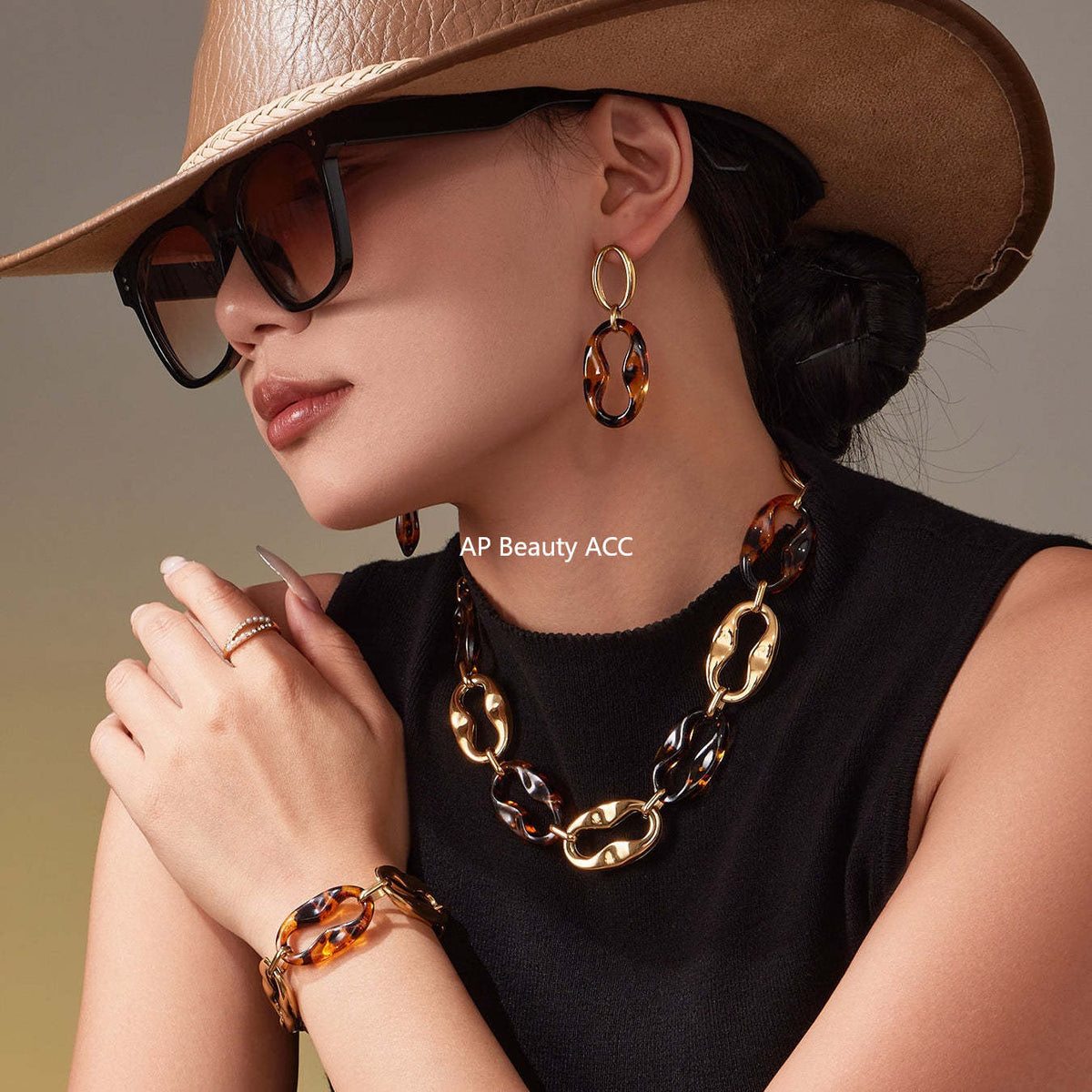 D관 - 레진 타원 체인 디자인 스테인리스 목걸이 팔찌 귀걸이 [TXP470] 25.11-3