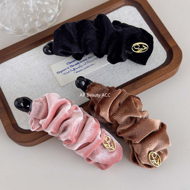 E관 - 벨벳 소재 주름 디자인 집게핀 [27709] 25.11-3