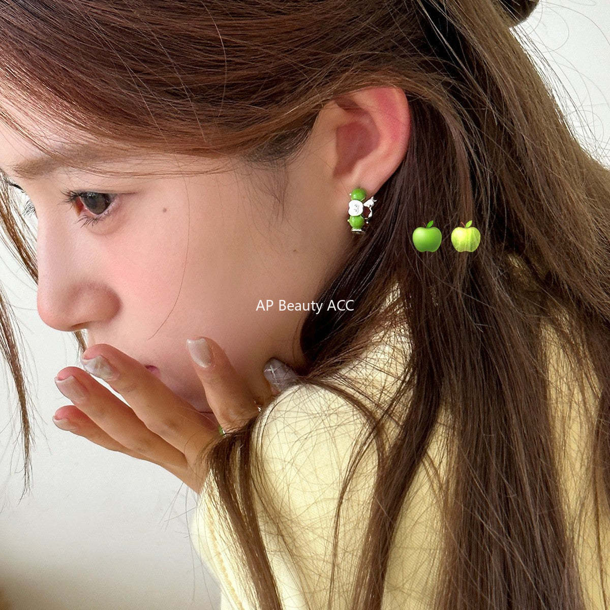 A관 - 사과 디자인 은침 귀걸이 [EH-3835] 25.06-2