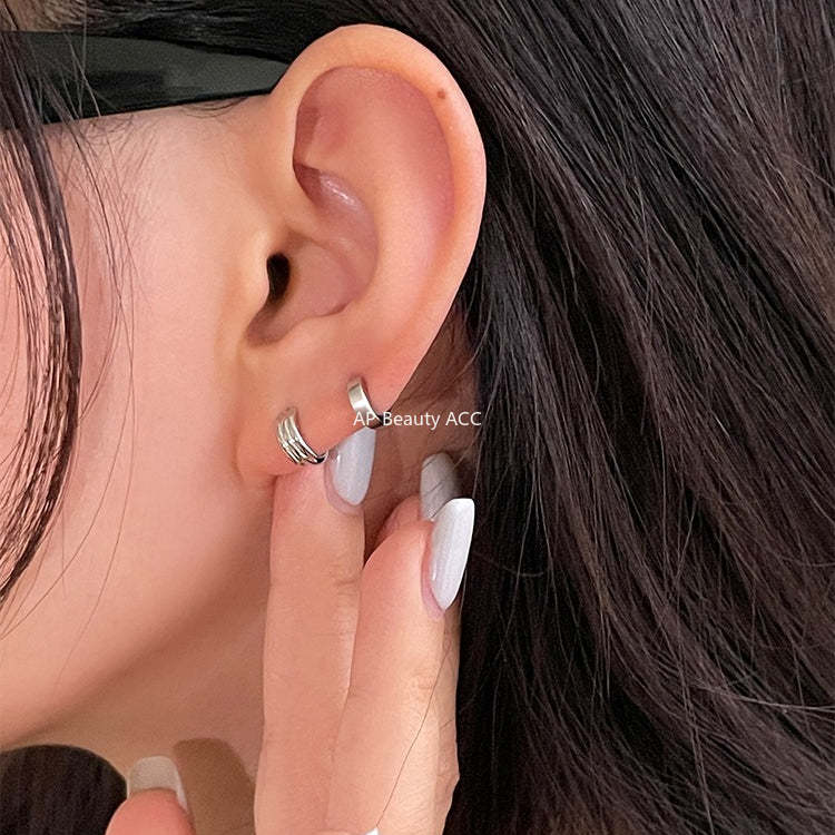 A관 - 925 은침 겹처진 코일 모양 링 귀걸이 [EH-3132.SJ] 25.12-2