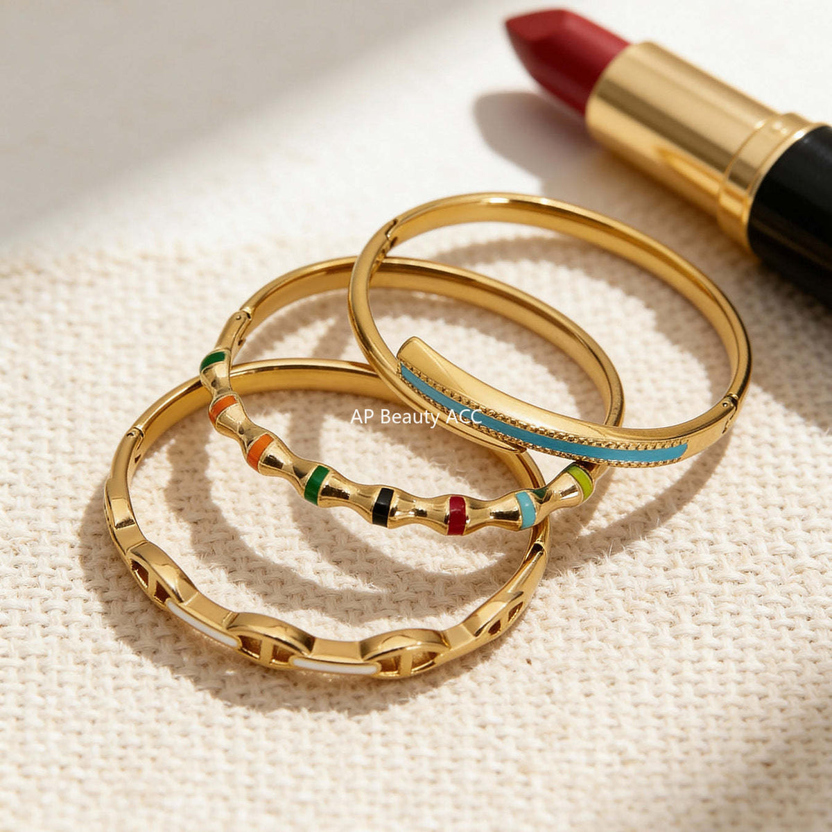 D관 - 스테인리스 스틸 18K 도금 버클 팔찌 [Z522-Z523-Z524] 25.12-3