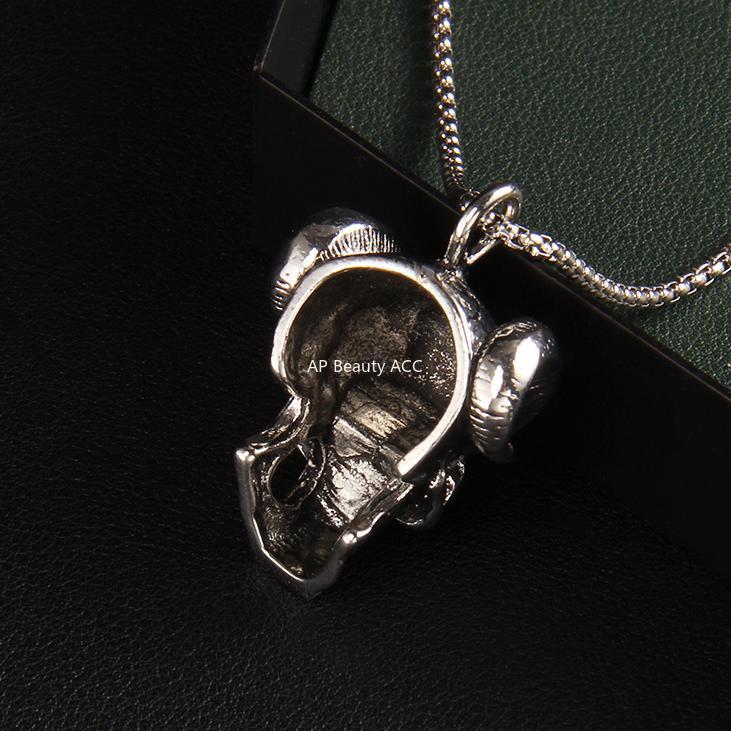 G관 - 빈티지 염소 뿔 해골 체인 남성용 목걸이 [X1208] 25.10-3