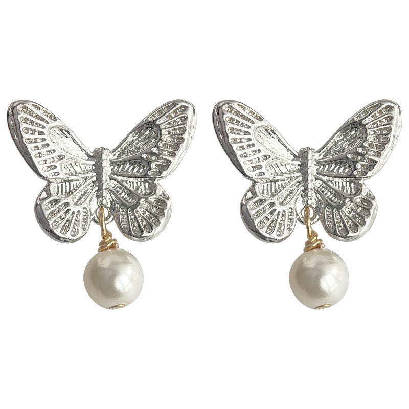 C관 - 나비 모양 우아한 디자인 감각 백금 도금 귀걸이 [4601] 24.07-4