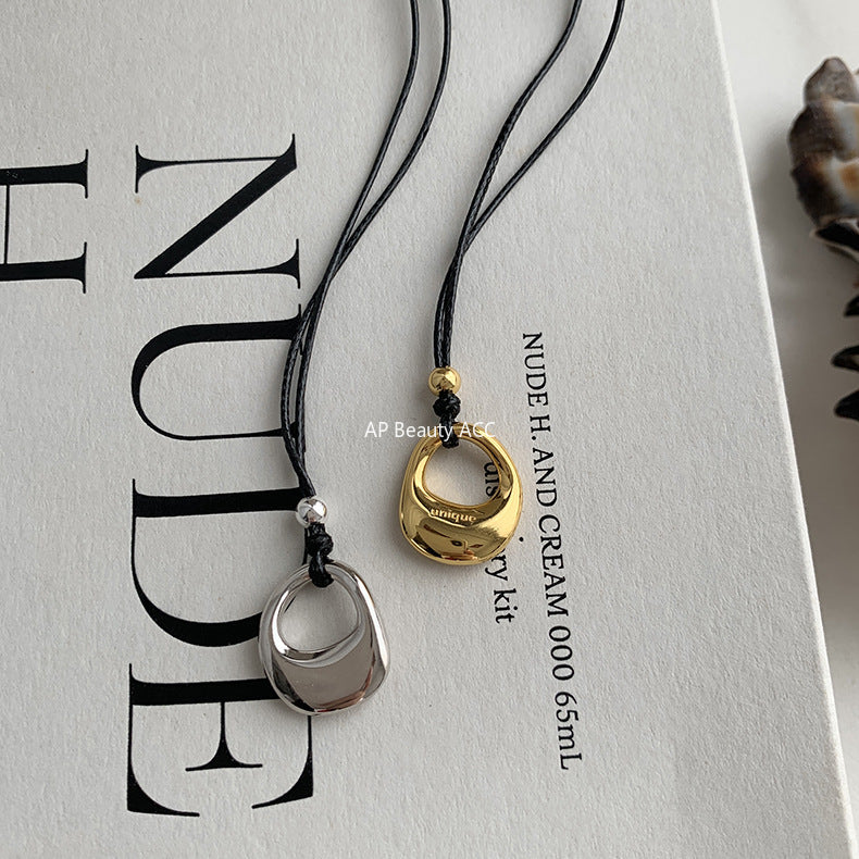 A관 - 925 실버 왁스끈 자물쇠 모양 펜던트 목걸이 [X638] 25.10-2