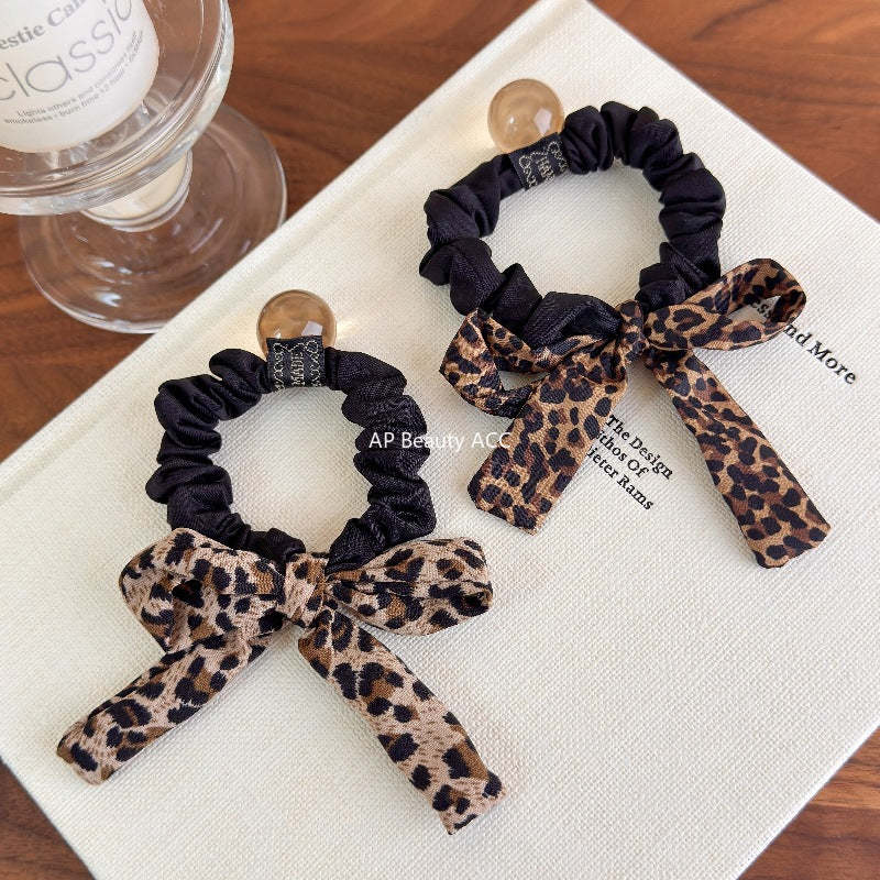 E관 - 호피 패브릭 리본 곱창 헤어밴드 [27487] 25.09-4