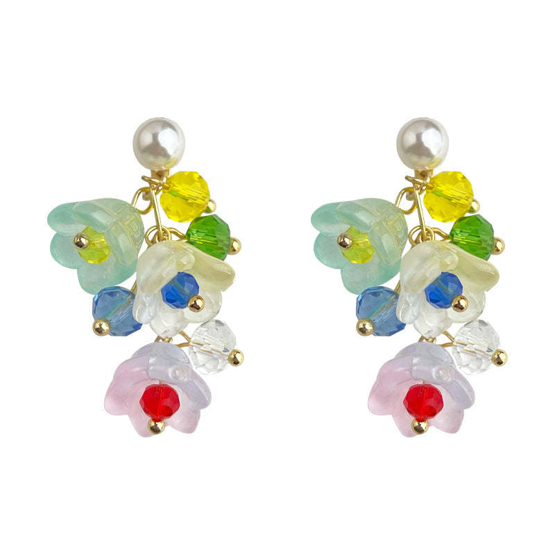 C관 - 핸드메이드 글래스 크리스탈 은방울꽃 귀걸이 [5551] 25.02-2