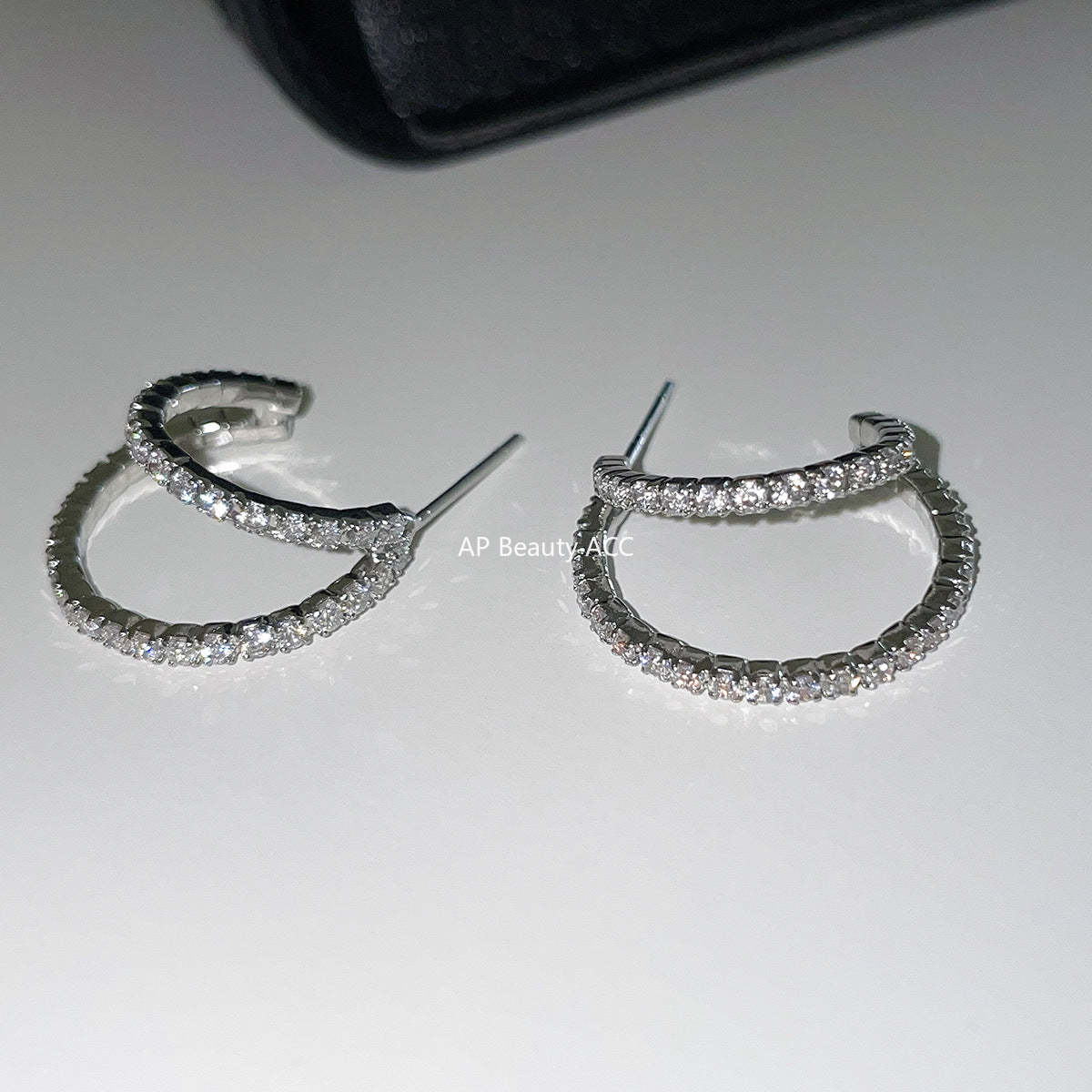 A관 - 925 은침 더블 라인 풀큐빅 스터드 귀걸이 [EH-4121] 25.10-5