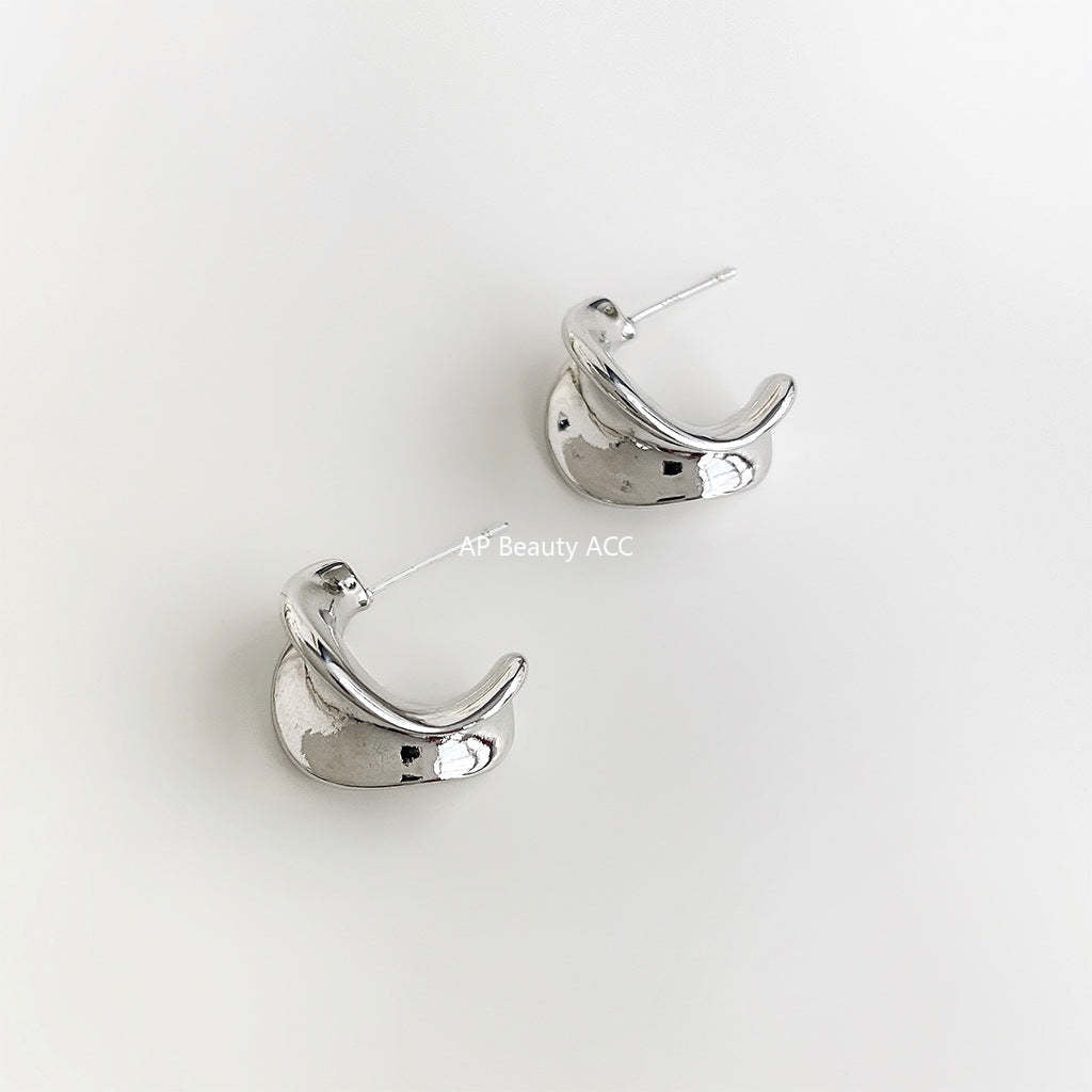 C관 - 925 은침 심플 백금 도금 디자이너 귀걸이 [5037] 24.10-4