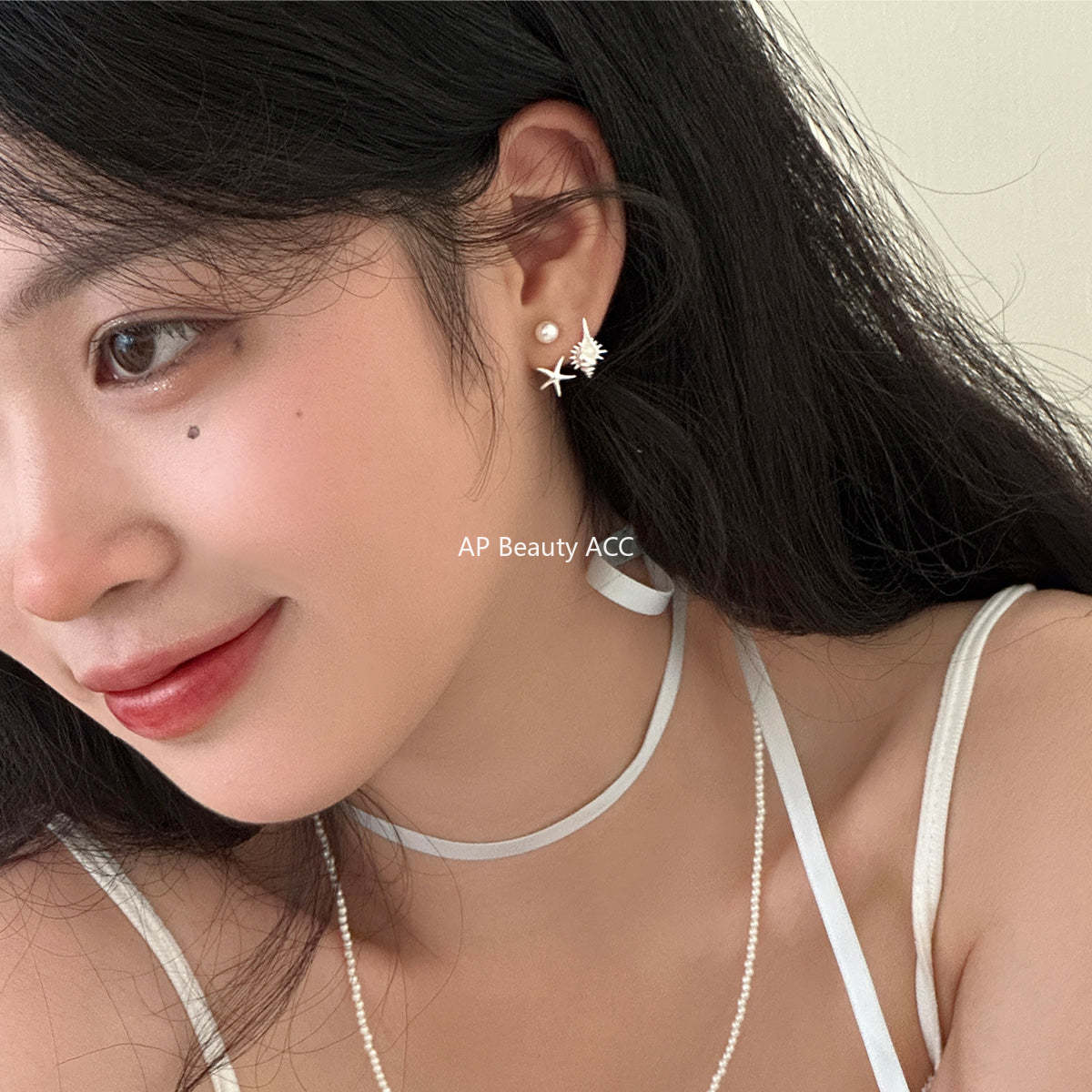 A관 - 진주 조개 불가사리 디자인 925 은침 귀걸이 [EH-3098.eb-SJ] 25.12-1