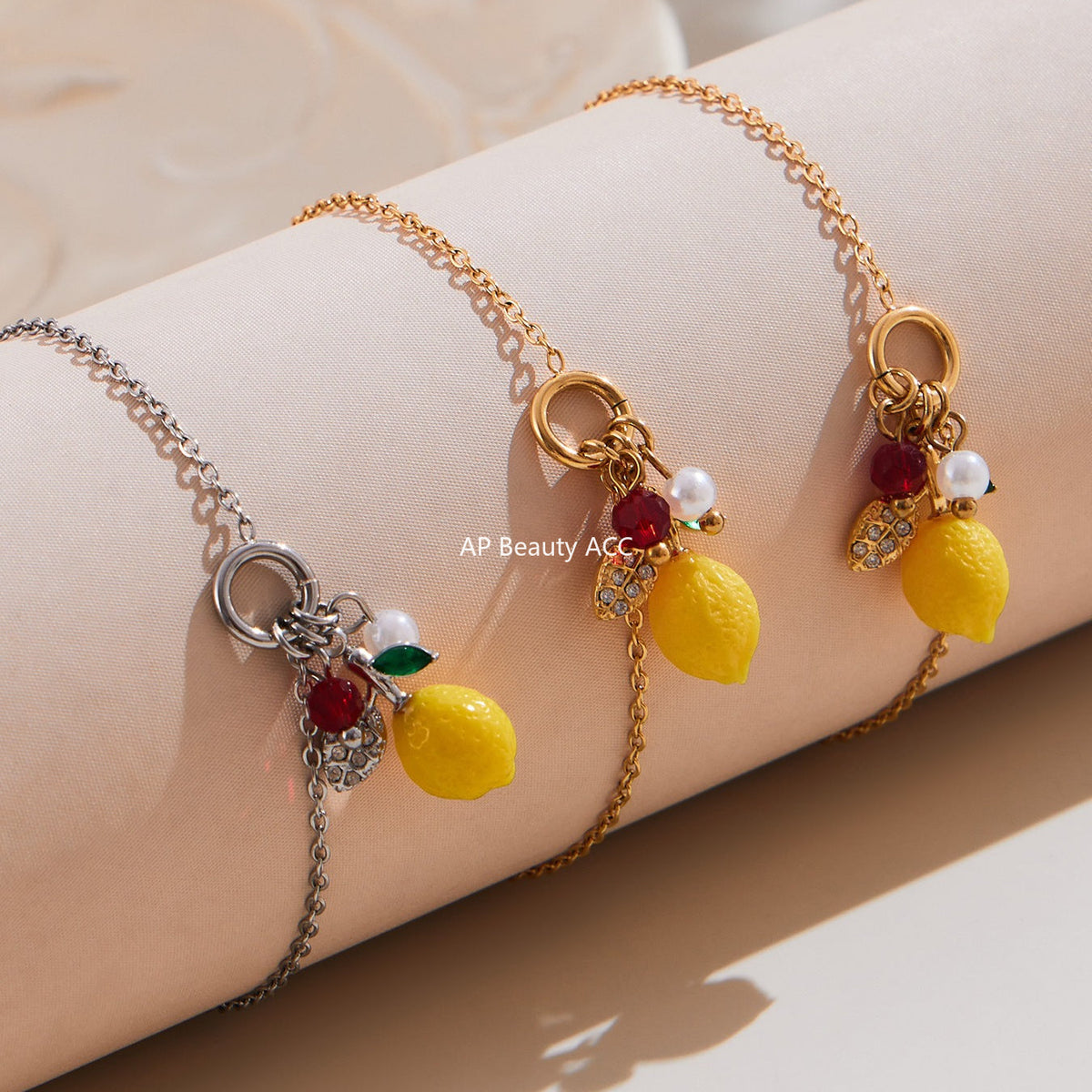 D관 - 스테인리스 스틸 큐빅 레몬 과일 디자인 목걸이 귀걸이 팔찌 반지 [TXP429] 25.10-3
