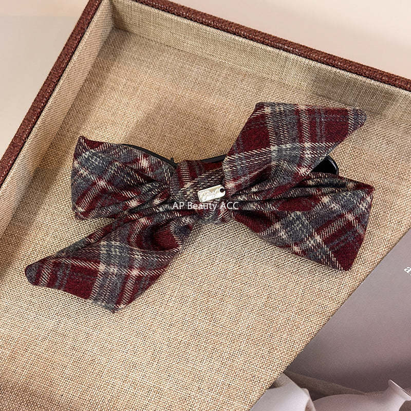 E관 - 체크 도트 리본 골드 포인트 집게핀 [27749] 25.12-1