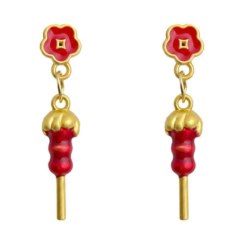 C관 - 핸드페인팅 탕후루 플라워 모양 925 은침 귀걸이 [7209] 25.12-2