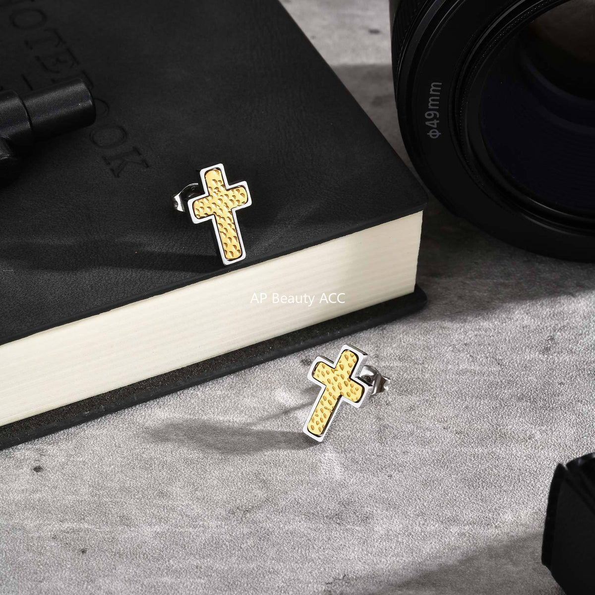 G관 - 스테인리스 스틸 펀칭 십자가 디자인 귀걸이 [ES-720] 25.11-1