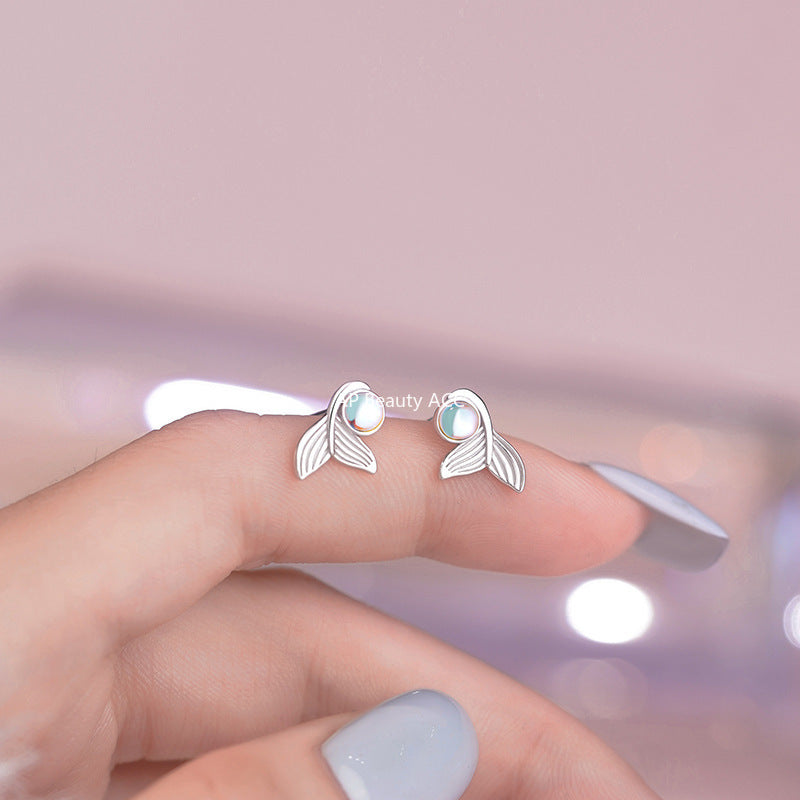 B관 - 999 실버 물고기 꼬리 디자인 귀걸이 [YC4498E_1] 25.10-3