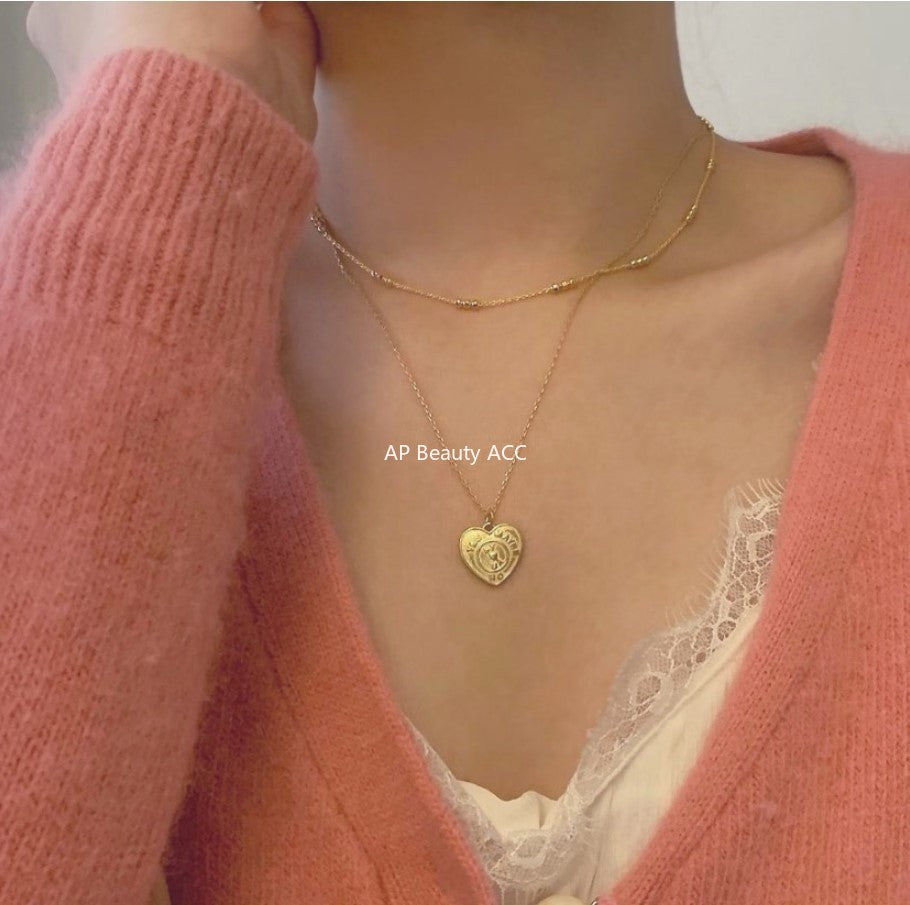 F관 - 925 실버 하트 카드 펜던트 목걸이 [B377-B378] 25.10-3