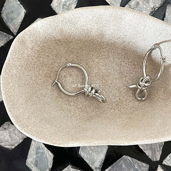 A관 - 링형 매듭 디자인 925 은침 귀걸이 [EH-4395] 25.12-2