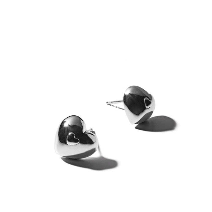 F관 - 925 실버 하트 모양 스터드 귀걸이 [C1060] 25.09-4