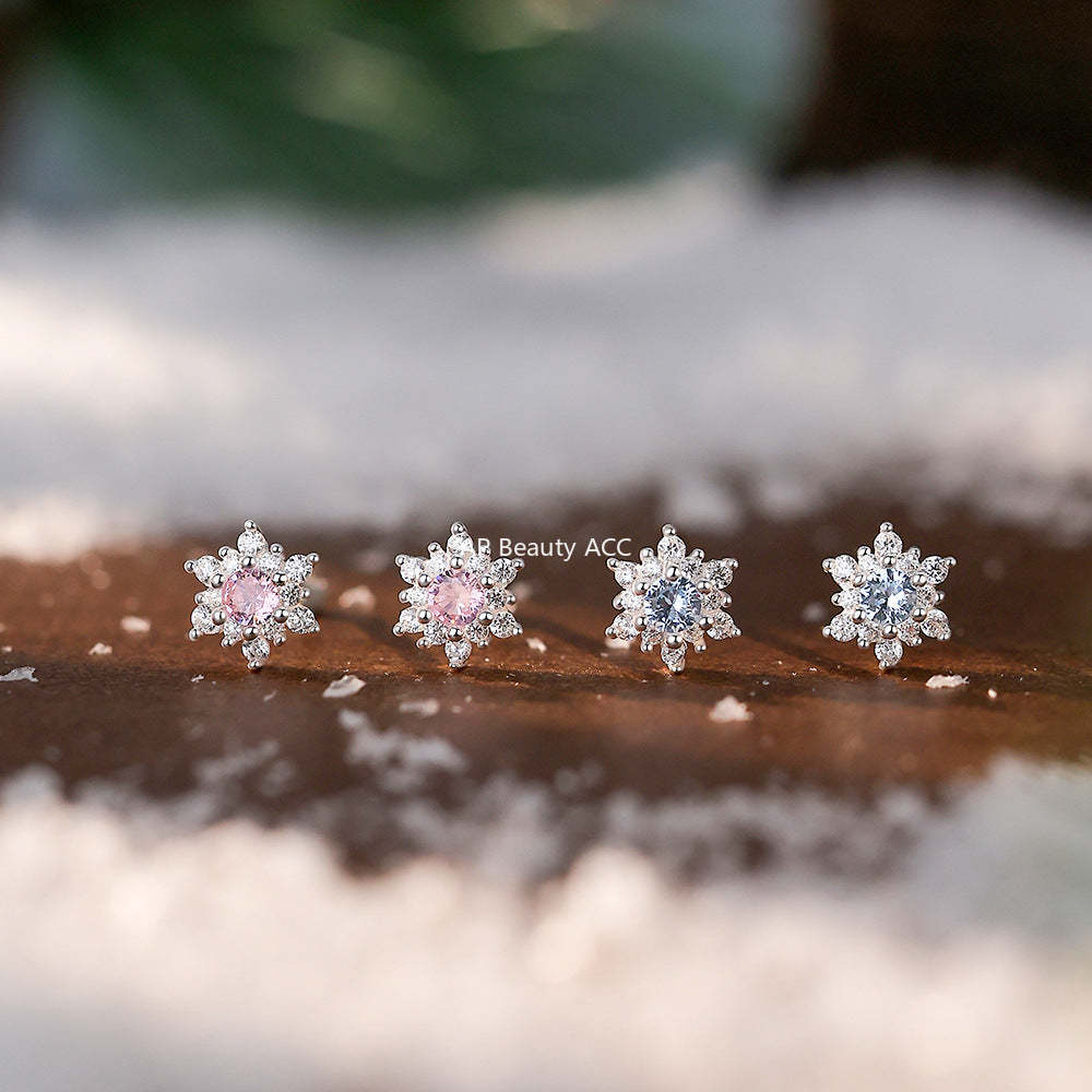 B관 - 999 실버 눈꽃 모양 큐빅 귀걸이 [YC5733E_2] 25.12-3