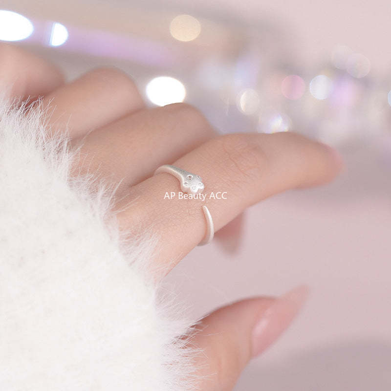 B관 - 999 실버 고양이 발 디자인 오픈형 반지 [YC3624R_1] 25.10-4