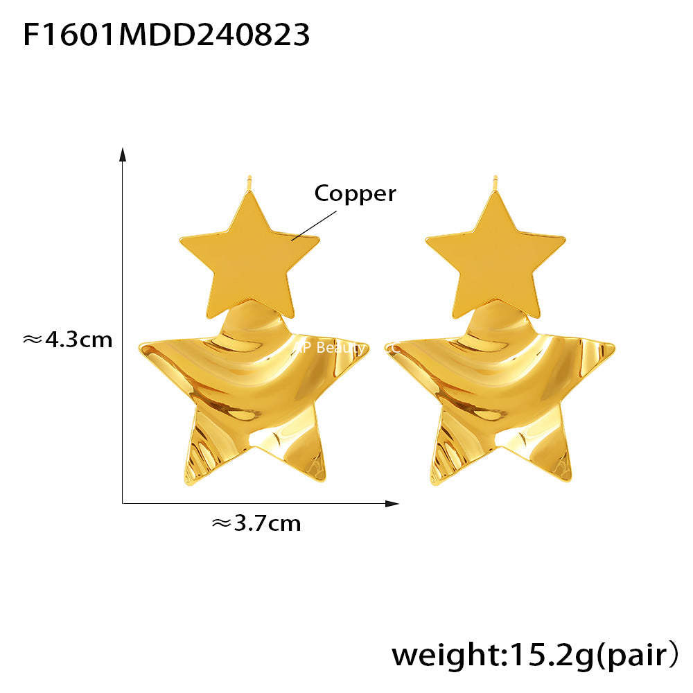D관 - 기하학적 주름 광택 신주 소재 18K 도금 귀걸이 [F1598-1599-1600-1601] 24.08-5