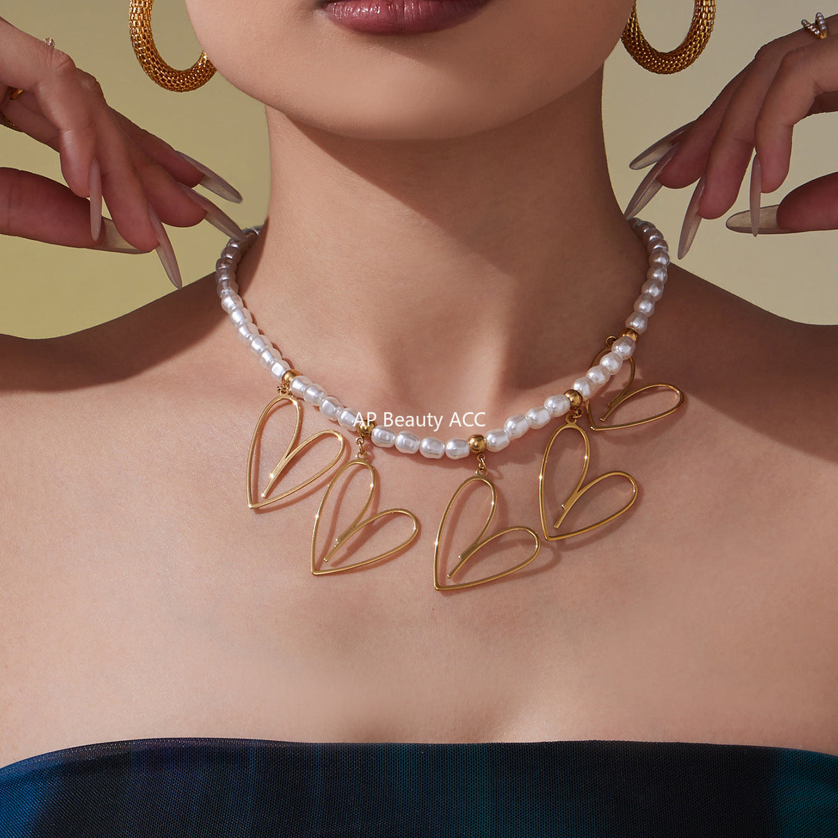 D관 - 스테인리스 스틸 핸드메이드 하트 펜던트 목걸이 [P1676] 25.10-3