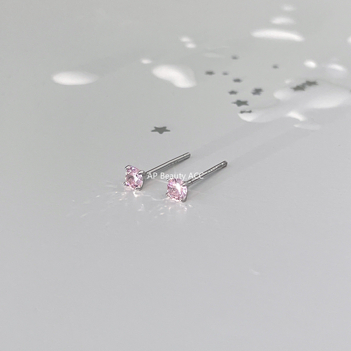 A관 - 999 실버 핑크 큐빅 스터드 귀걸이 [EH-4094] 25.10-2