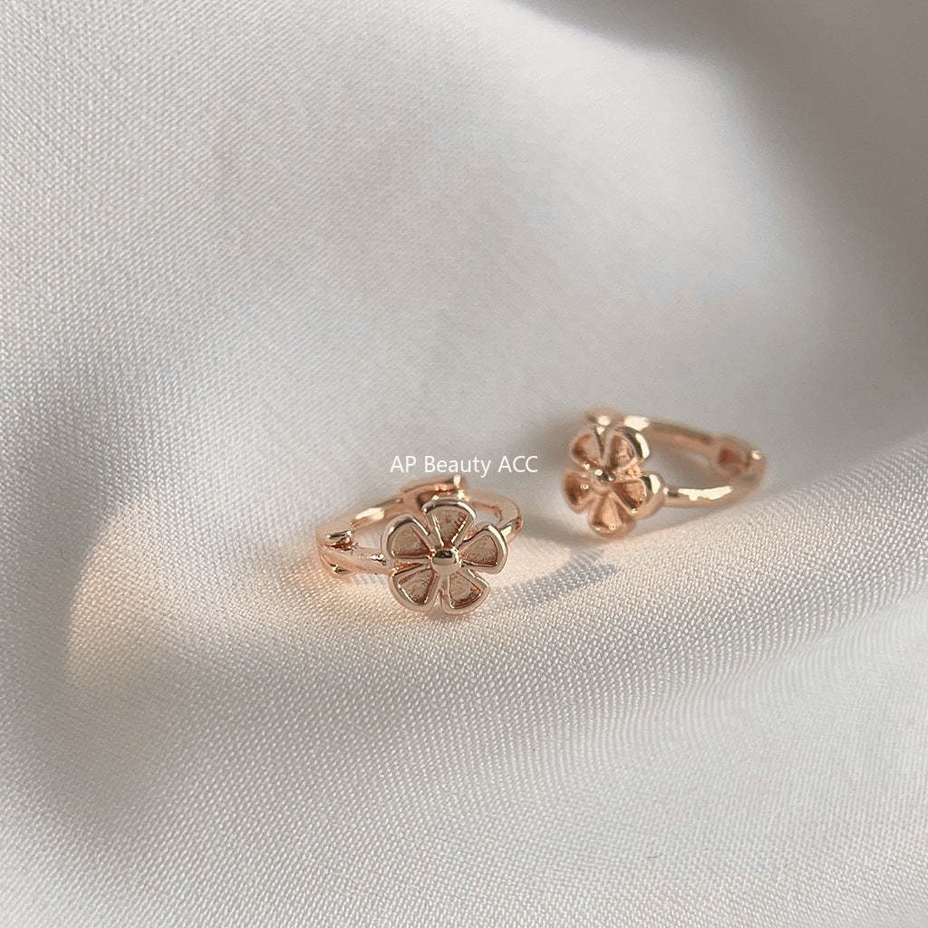 C관 - 간결한 로즈 골드 도금 꽃 귀걸이 귀여운 여성 귀걸이 [3718] 24.04-2