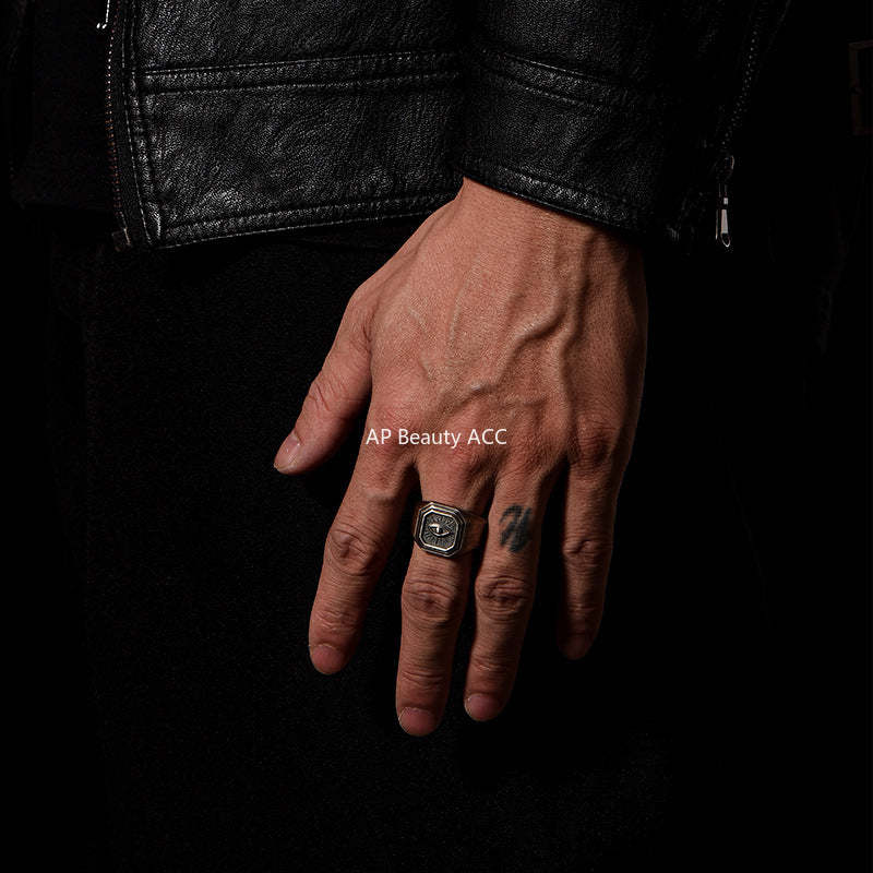 G관 - 악마의 눈 빈티지 실버색 샌딩 반지 [J2688] 25.11-4