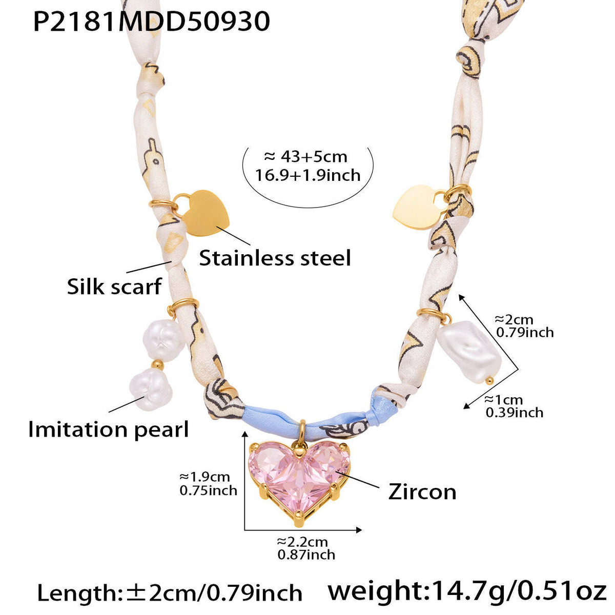 D관 - 스테인리스 스틸 호안석 진주 펜던트 스카프 목걸이 [P2178] 25.10-2