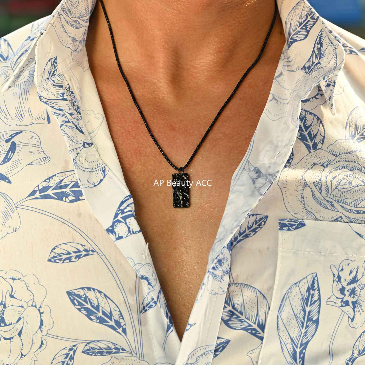 G관 - 스테인리스 직사각형 주름 펜던트 목걸이 [PN-2194] 25.11-1