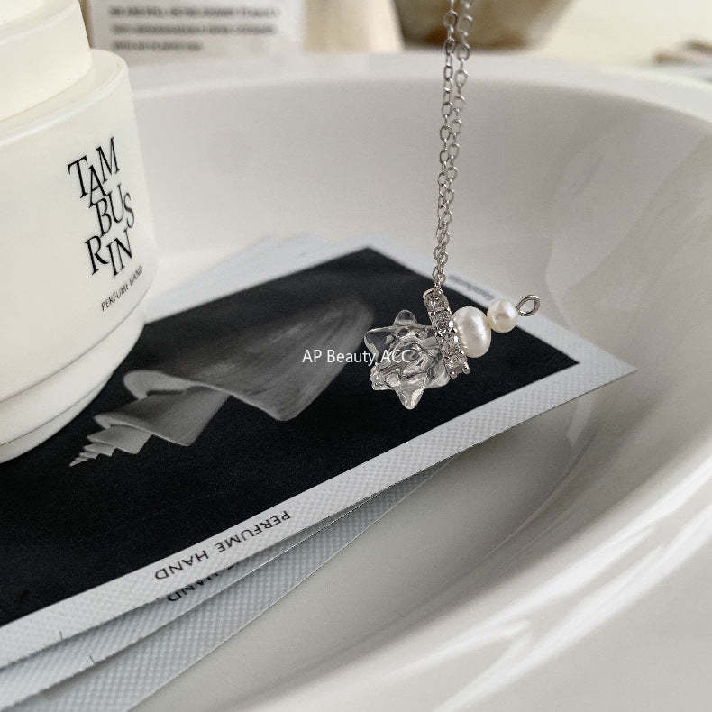 A관 - 백수정 담수진주 펜던트 925 실버 목걸이 [1497] 25.11-3