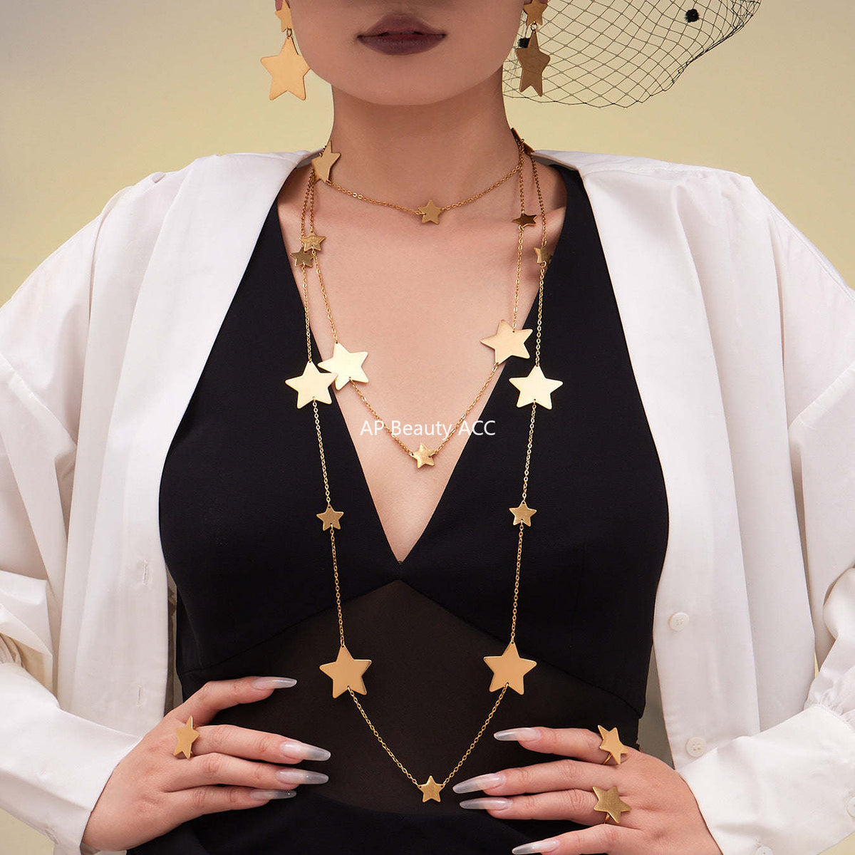 D관 - 스테인리스 18K 도금 별 디자인 목걸이 귀걸이 반지 [TXP457] 25.10-5