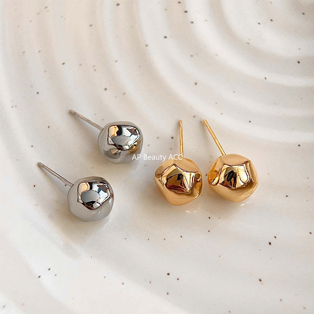 C관 - 18K 도금 두꺼운 심플 기하학 디자인 고급스러운 귀걸이 [3566-3567] 24.01-2