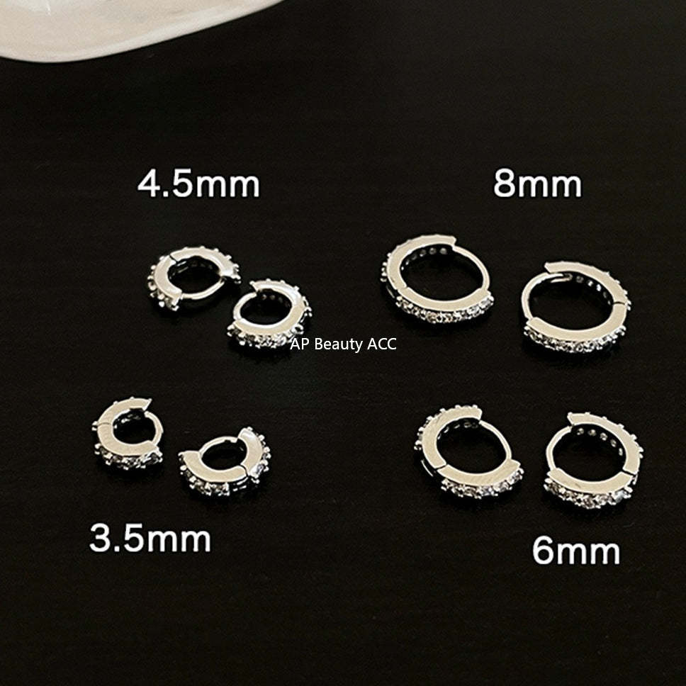 A관 - 티타늄 스틸 큐빅 후프 귀걸이 [EH-4163] 25.10-4