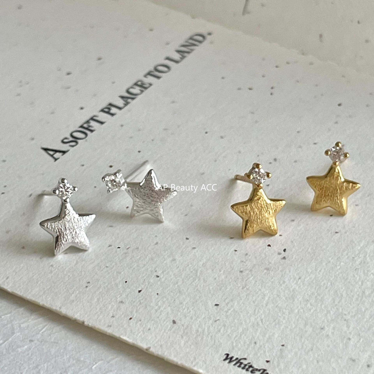 F관 - 925 실버 큐빅 별 모양 스터드 귀걸이 [C1417] 25.10-4