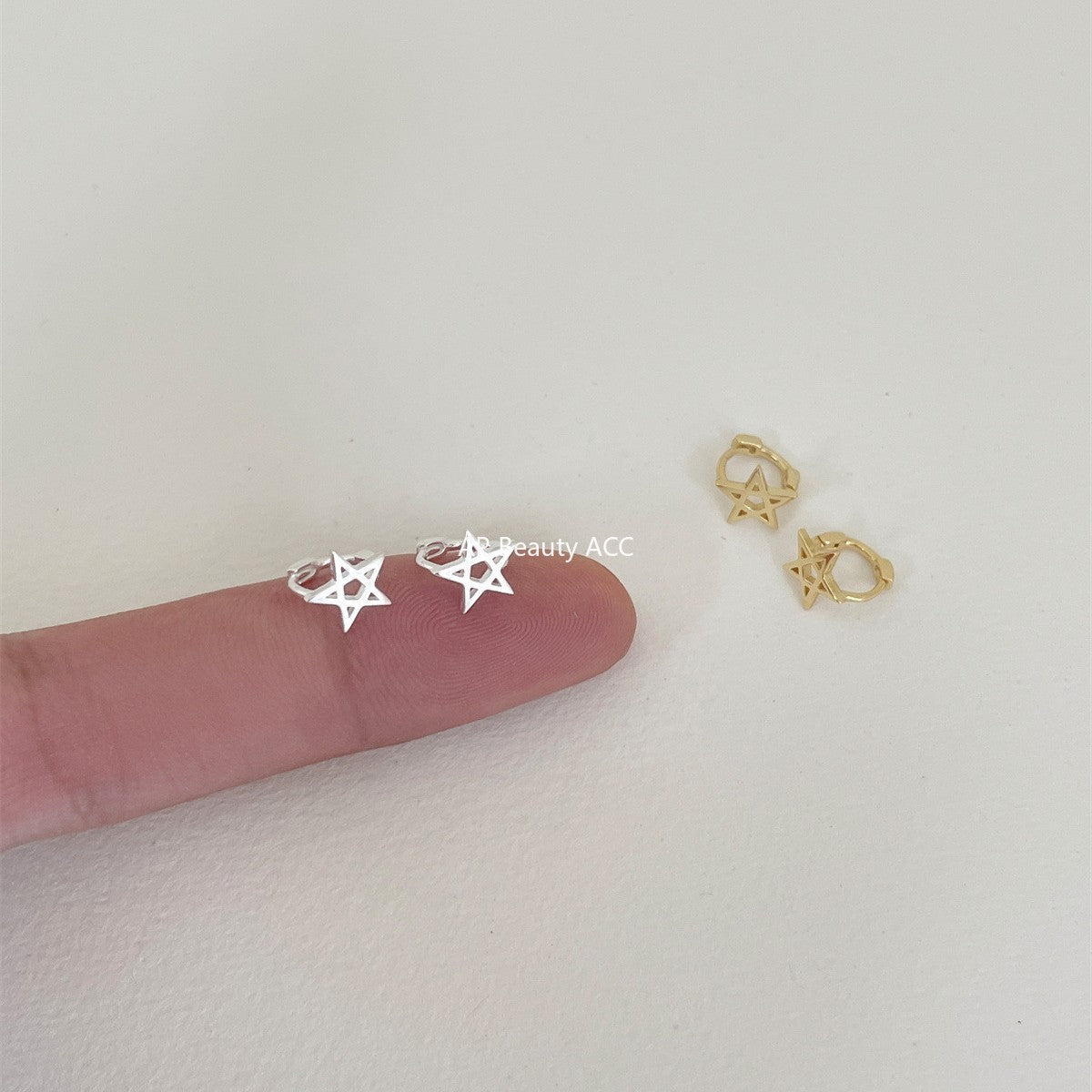 A관 - 925 은침 라인 별 후프 귀걸이 [EH-4182] 25.10-3