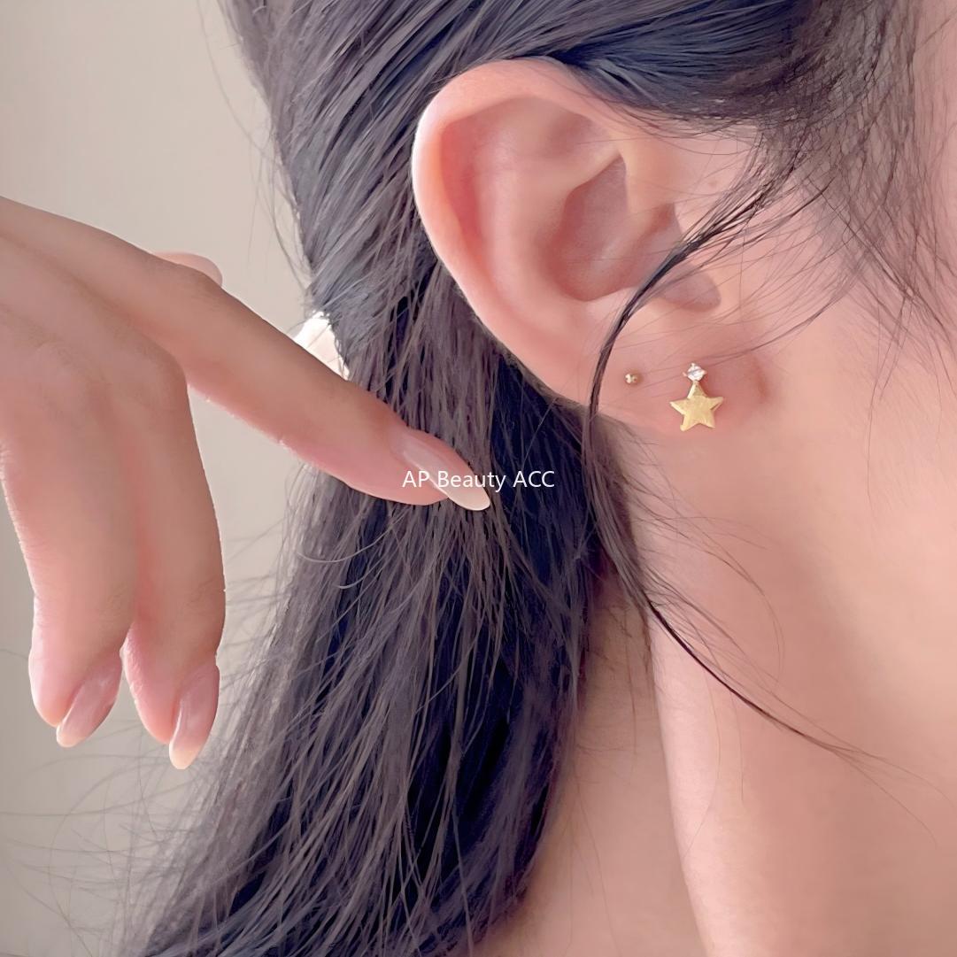 F관 - 925 실버 큐빅 별 모양 스터드 귀걸이 [C1417] 25.10-4