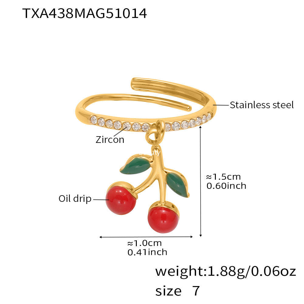 D관 - 스테인리스 스틸 큐빅 체리 딸기 펜던트 목걸이 팔찌 반지 [TXP437] 25.10-4