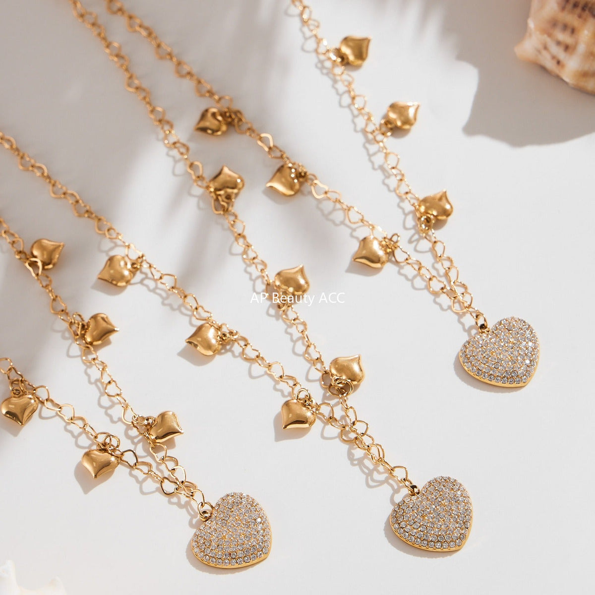 D관 - 스테인리스 스틸 하트 큐빅 펜던트 체인 목걸이 [P074] 25.10-1