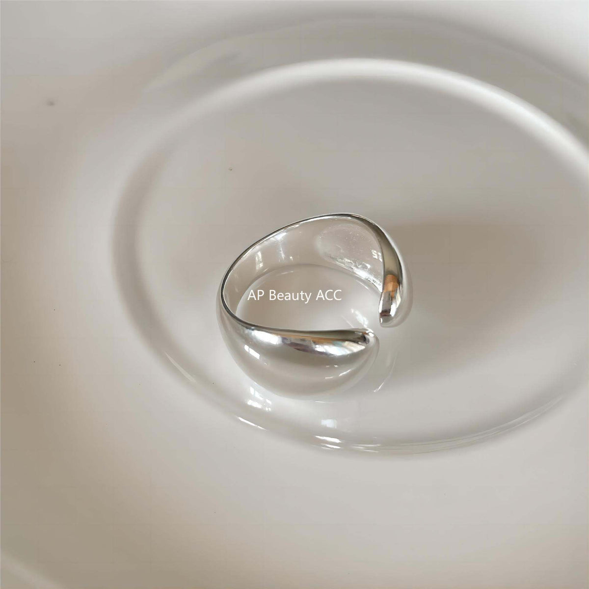 F관 - 925 실버 물방울 모양 대칭 오픈형 반지 [J1902] 25.12-2