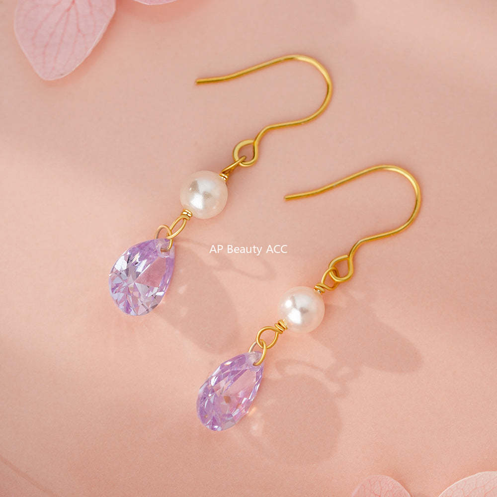 B관 - 925 실버 큐빅 진주 드롭 후크 귀걸이 [YC9337E_1] 25.12-1