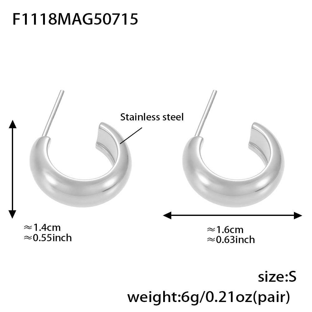 D관 - 스테인리스 스틸 18K 도금 투톤 C형 원형 귀걸이 [F1118-F1121] 25.07-3