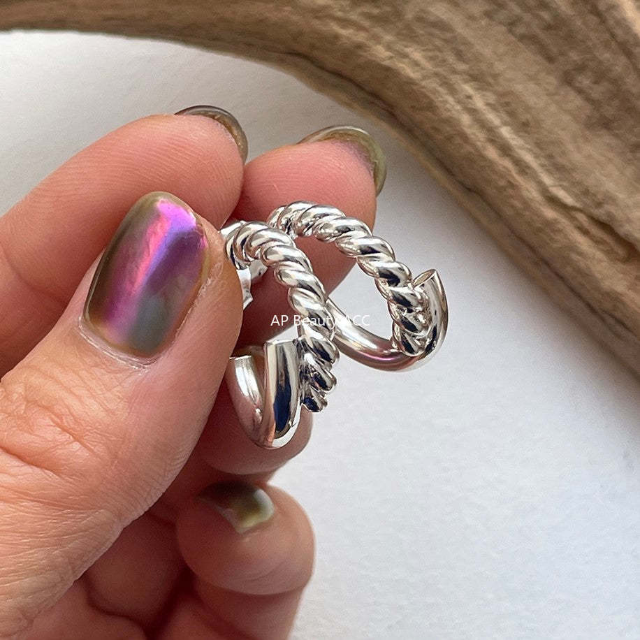 F관 - 925 실버 스트랩 모양 귀걸이 [C874] 25.12-1